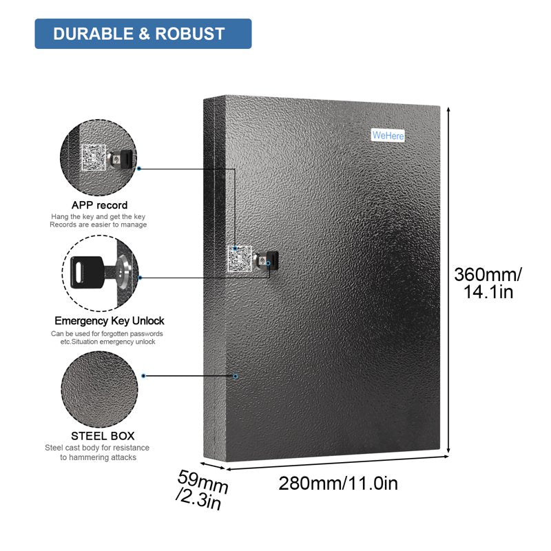 Wall Mount Lock Box with 32 Keys Storage Safe for Home School Hotel