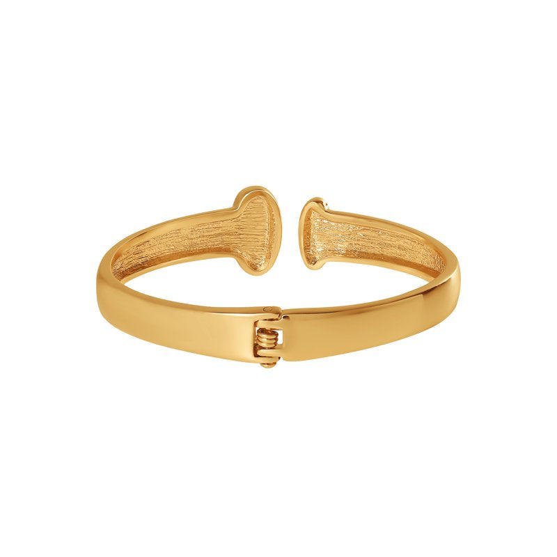 Women's Green Stone Cuff Bracelet - Elegant Gold-Tone Jewelry Accessory