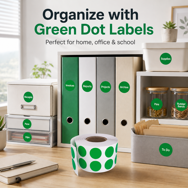 Color Coding Label Roll - 0.5 Inch Diameter, 1080 Stickers, Multipurpose Use