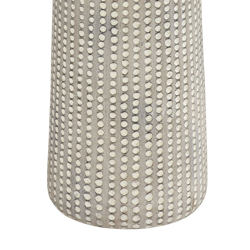 Leisa Mid Century Modern Floor Lamp with Hammered Pattern and Linen Shade - Natural Finish