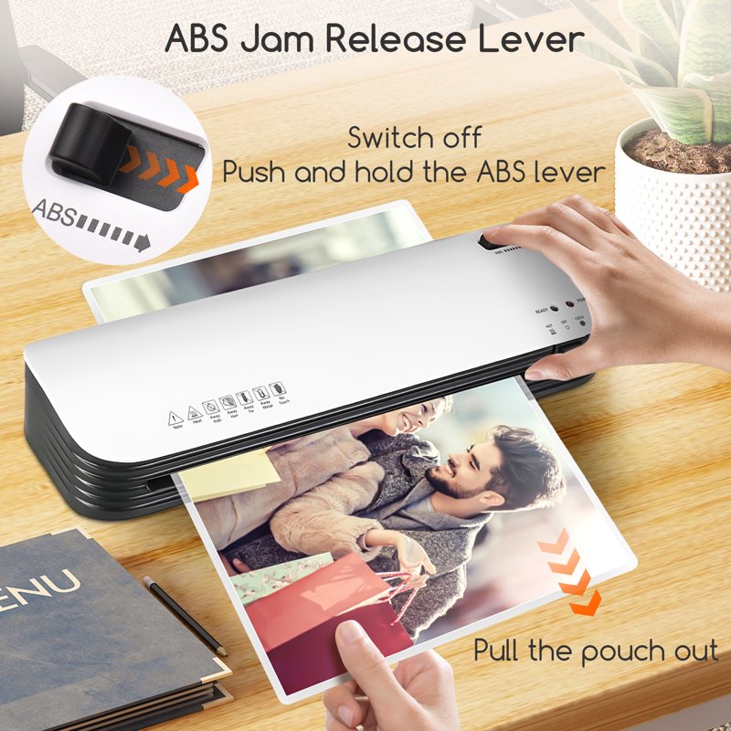 A4 Laminator Machine with Cold & Hot Settings, Paper Trimmer & Corner Rounder, 15 Laminating Sheets - 9 Inch Personal Laminator for Home Office School