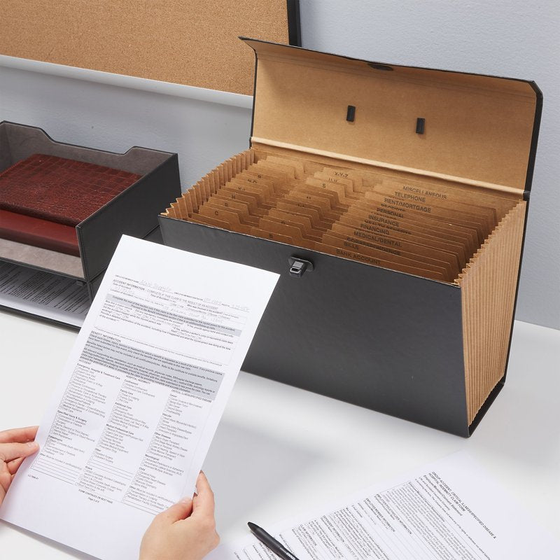 Legal-Size Accordion File with 19 Pockets - 2 Pack, Black Office Organizer