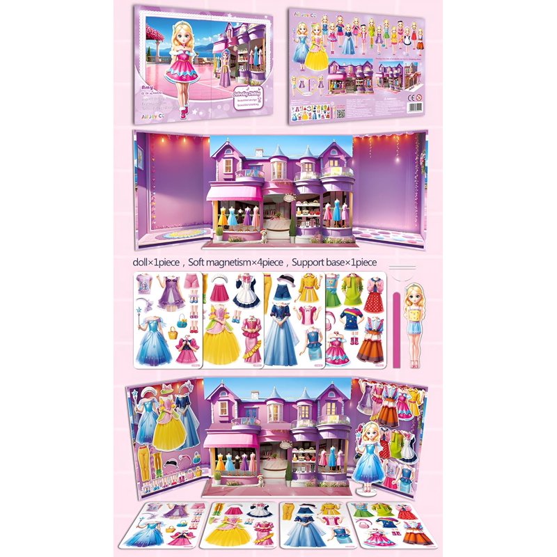 Magnetic Princess Dress-Up Paper Dolls Playset for Kids - Travel Toy & Costume Play