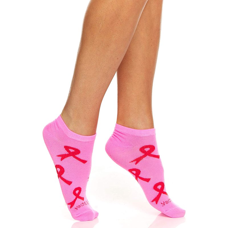 Women’s Breast Cancer Awareness Socks 12 Pairs Assorted Pink Ribbon Ankle & Crew Styles