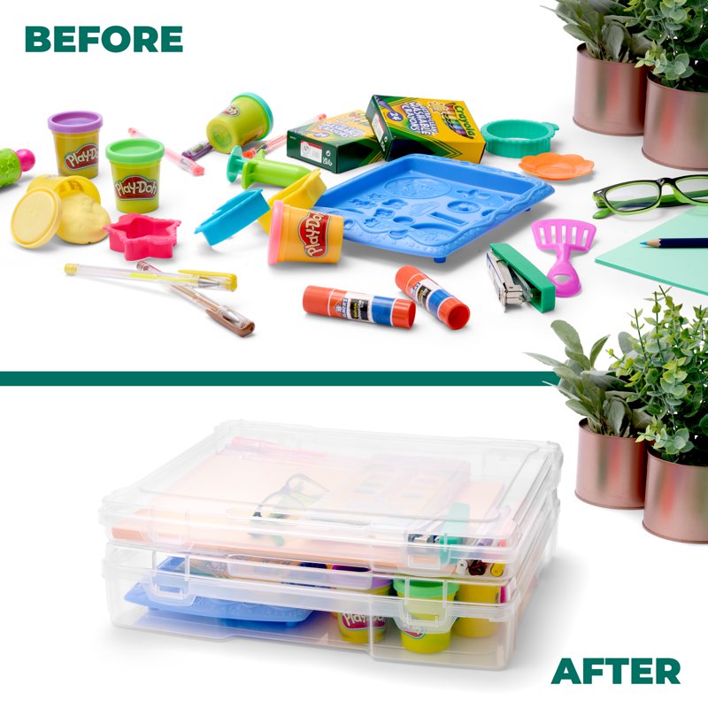 Stackable Clear Plastic Project Case – Organize Craft Supplies & Board Games