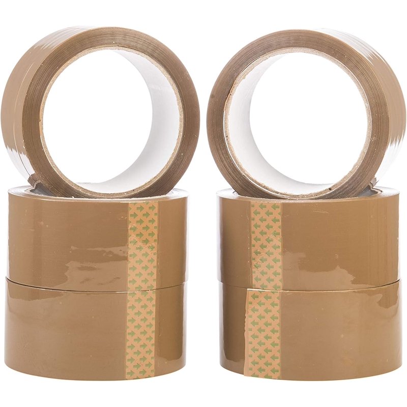 Heavy Duty Brown Packing Tape 6 Rolls - Industrial Shipping & Moving