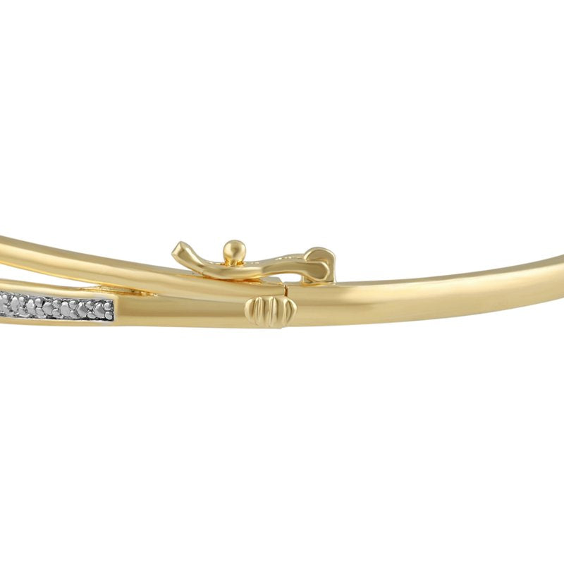 14K Yellow Gold Over Brass Diamond Accent Fashion Bangle