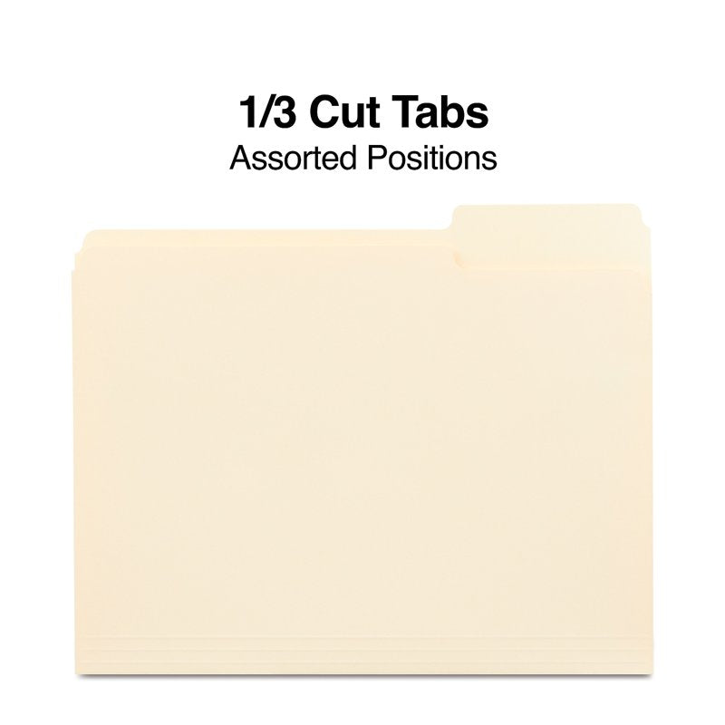 Staples Manila File Folders Letter Size 3-Tab Assorted Position 100/Box