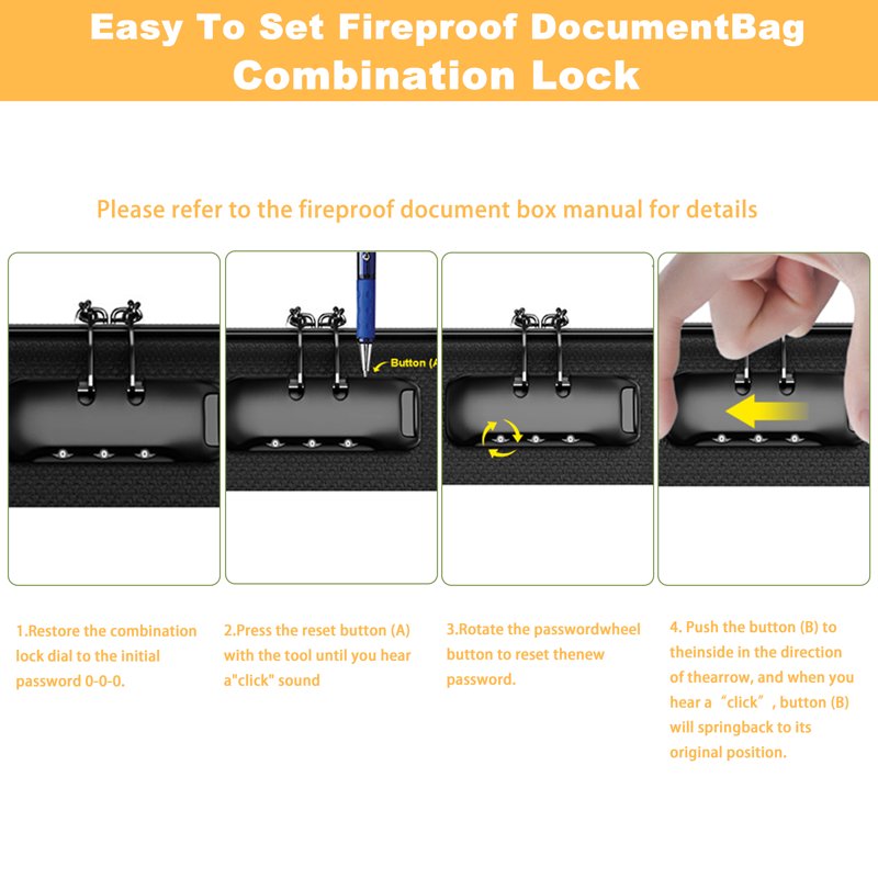 Fireproof Document Box with Lock, Water-Resistant Hard Case & 13-Pocket Organizer