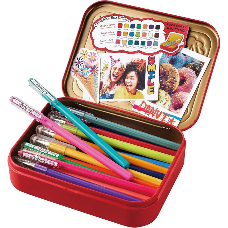 Gel Pen Set with Matte Finish, 21 Colors, 1.0mm - Premium Metal Box