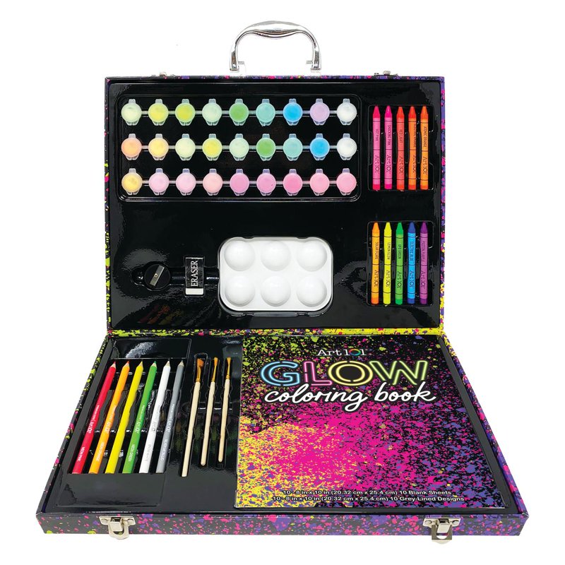 Glow and Neon Art Set with 61 Pieces for Children & Adults - Craft Kit