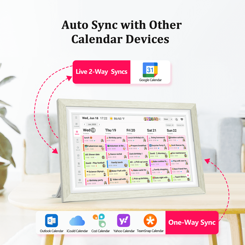 15.6-Inch Digital Family Calendar & Chore Chart Touchscreen Display