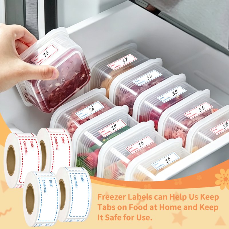 Food Labels 1200pcs Self-Adhesive Removable Freezer Labels for Food Storage