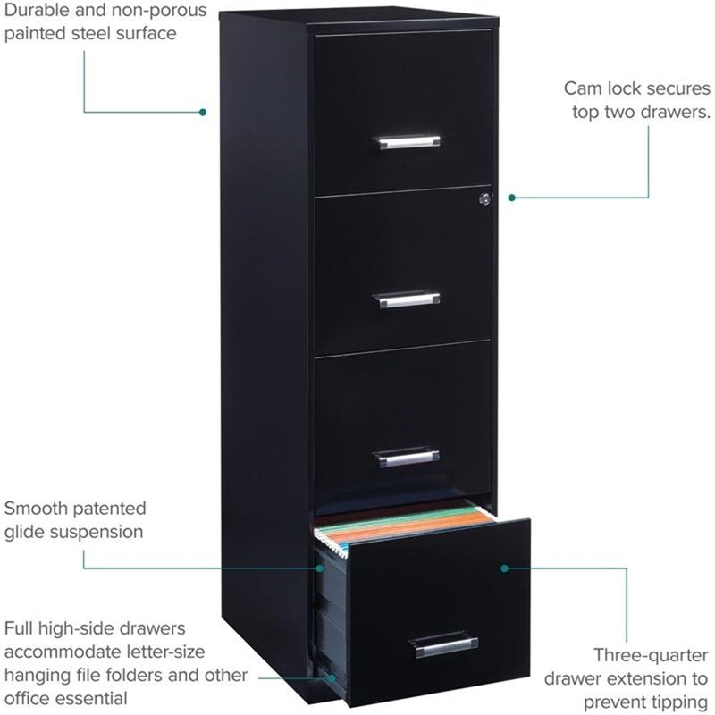 Vertical Metal Filing Cabinet 4 Drawers Lockable Pre-Assembled Office Storage