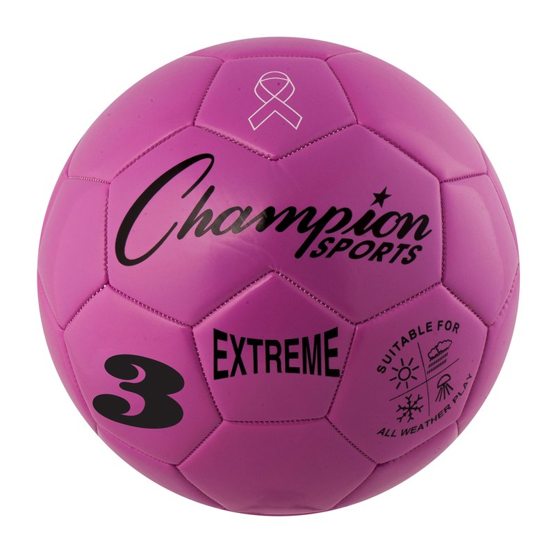 Champion Sports Extreme Soccer Ball Size 3 - Pink, All Weather, Soft Touch, High Air Retention