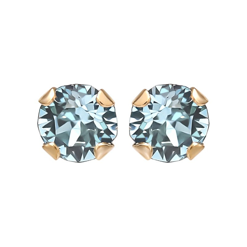 14K Yellow Gold Crystal Stud Earrings - Timeless Birthstone Jewelry