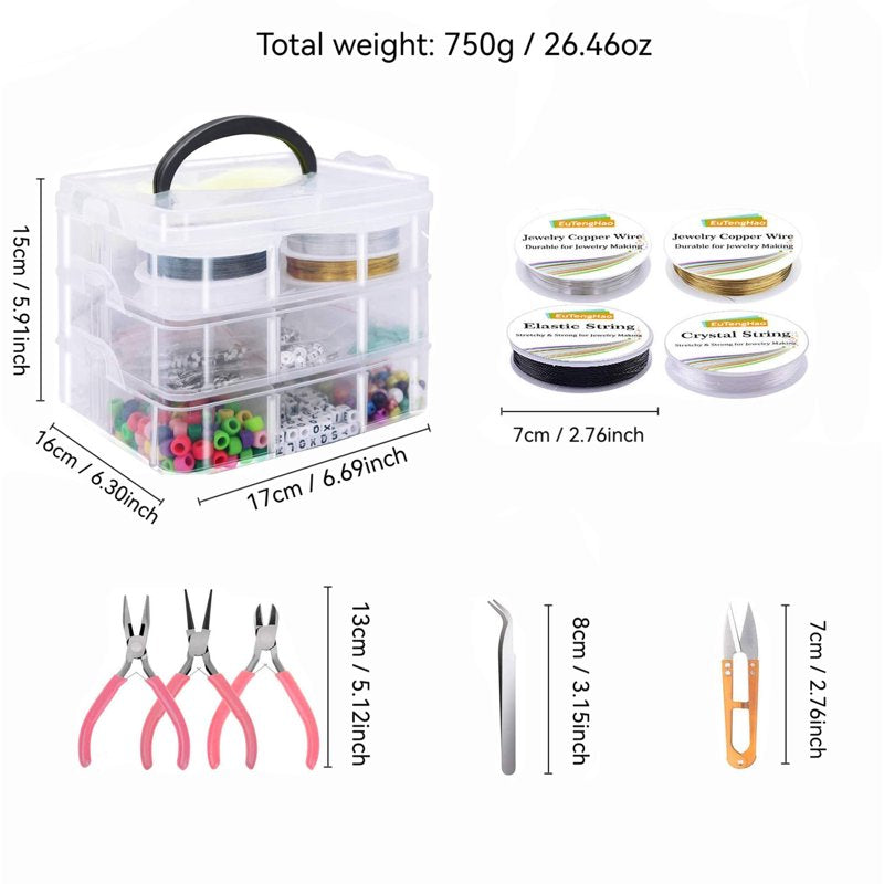 DIY Jewelry Making Kit for Beginners - Beads, Metal Accessories & Tools, 1366 Pieces