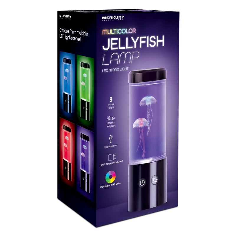 Jellyfish Night Light Lamp with Multicolor LEDs - 9 Inch USB Powered Relaxing Decor