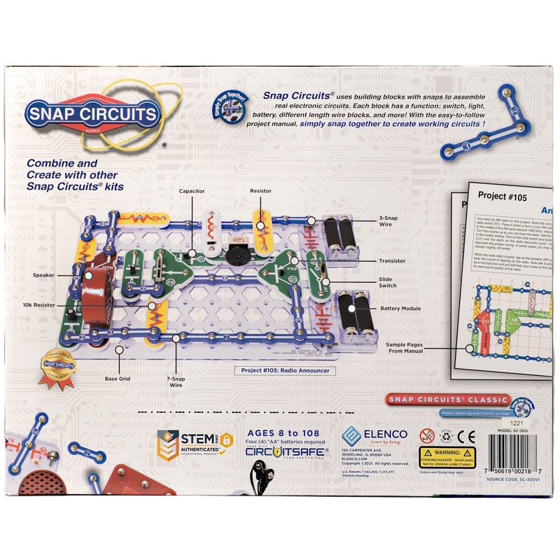 Electronic Science Kit for Kids - 305 Projects STEM Educational Toy with 60+ Parts