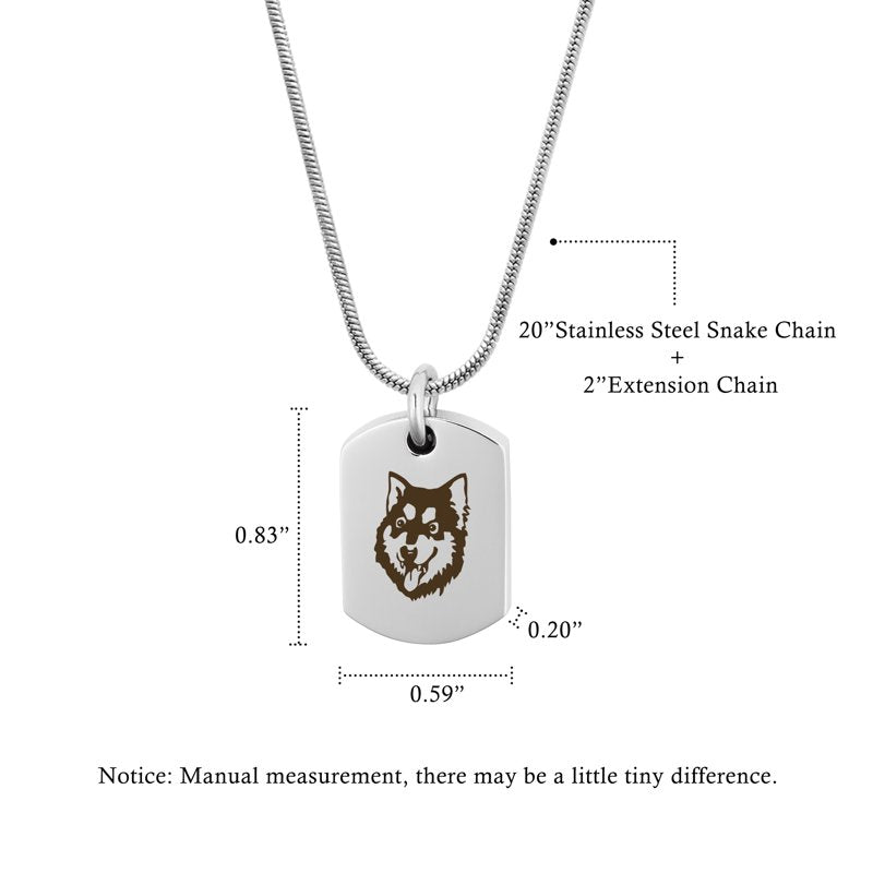 Memorial Pet Dog Tag Necklace for Ashes Keepsake Cremation Jewelry