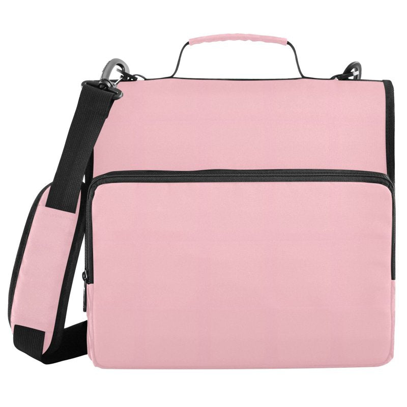 Pink Zipper Binder Folder Organizer Bag with 3-Ring File & Multiple Pockets