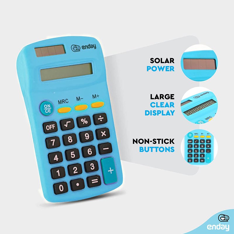 Solar Powered Pocket Calculator with 8-Digit Display - School Office Use
