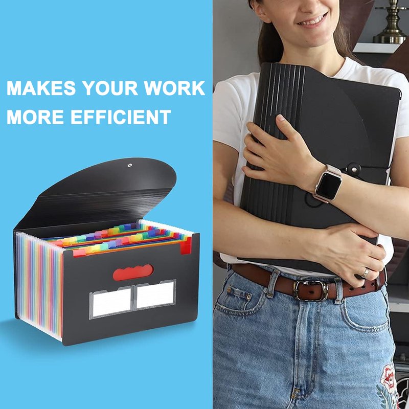 PHANCIR 24-Pocket Accordion File Organizer - Freestanding Paper Folder with Labels, 2 Pack (Variation: 2)