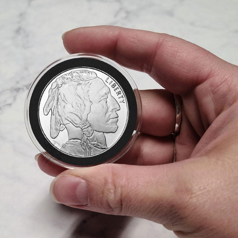 25-Pack 39mm Black Coin Holders for Silver & Copper Rounds - Protective Acrylic Storage Cases