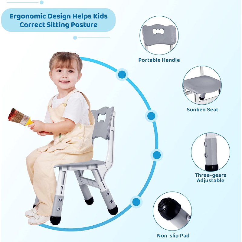 Kids Adjustable Activity Table and Chair Set with Graffiti Desktop — Safe & Sturdy