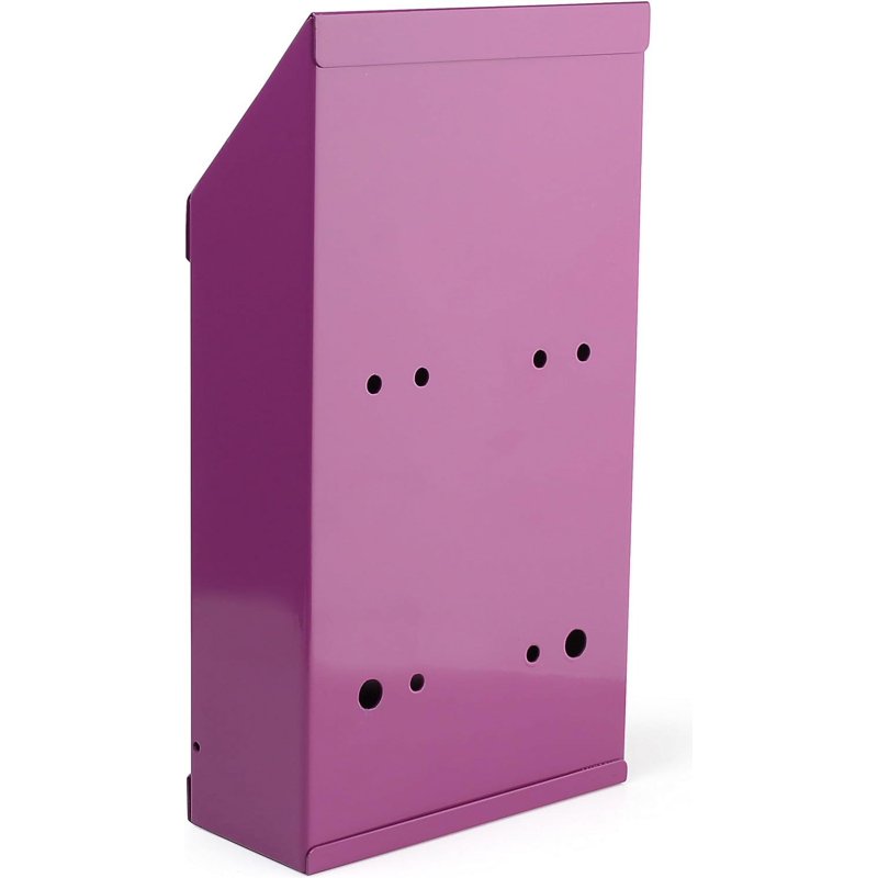 Secure Metal Donation Box with Lock and Keys 10x6x2.5 Inches Wall Mount Purple
