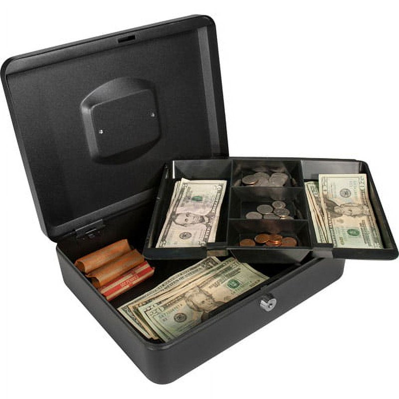 Large Cash Box with Key Lock, Secure Money & Valuables Storage