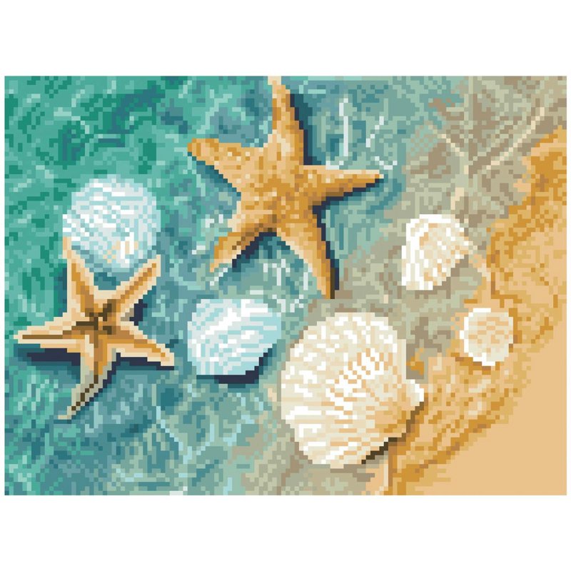 Diamond Painting Kit Sea Shore Scene with Sparkling Crystals - 11x14 Inches
