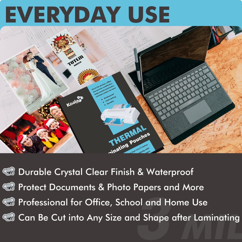Thermal Laminating Pouches 11.5x17.5 Inches 5 Mil Hot Seal Sheets for Photos & Documents