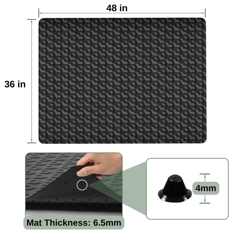 Office Chair Mat for Carpet Floors 35x47 Inches Non-Slip PVC Protector