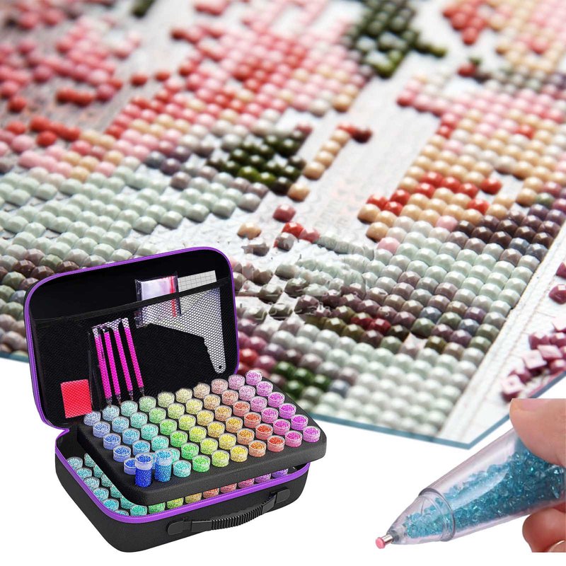Diamond Art Storage Box with 120 Slots Portable Bead Organizer for Crafts