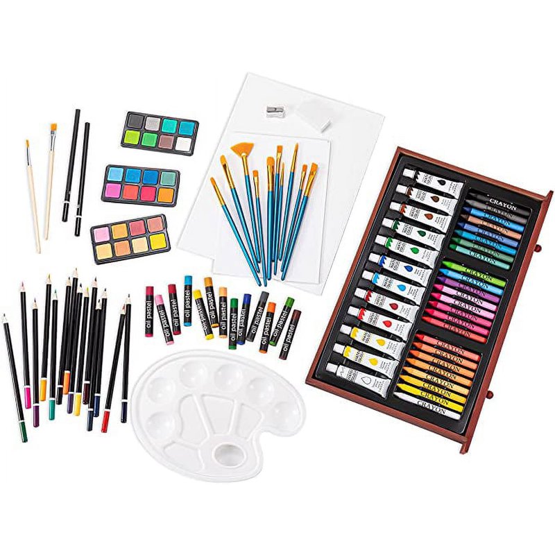 129-Piece Art Kit for Beginners and Professionals with Wooden Storage Case