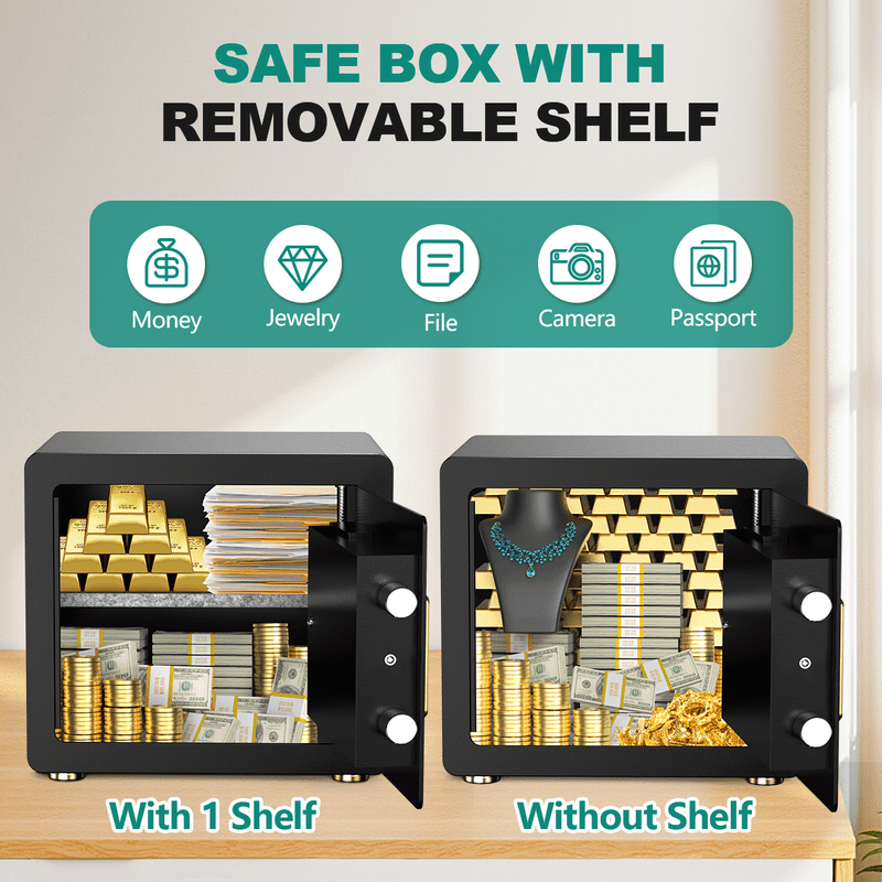 1.5 Cu Ft Digital Home Security Safe with Fireproof Waterproof Bag & Adjustable Shelf