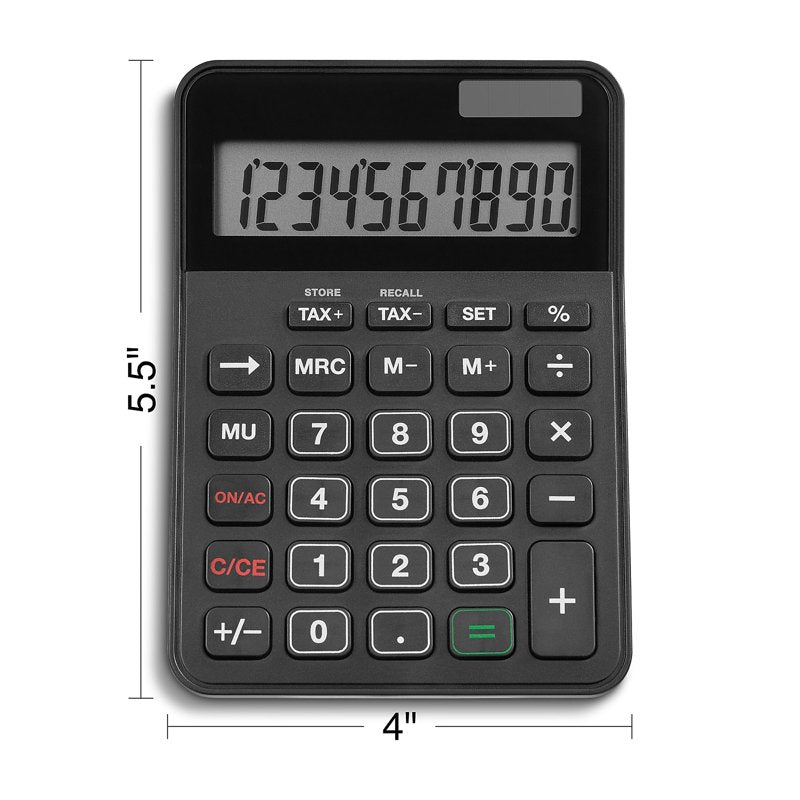 Desktop Calculator 10-Digit Solar & Battery Powered Business Office Equipment