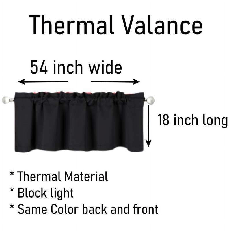 Blackout Thermal Valance Curtain – Unlined Short Window Covering 54x18 Inches