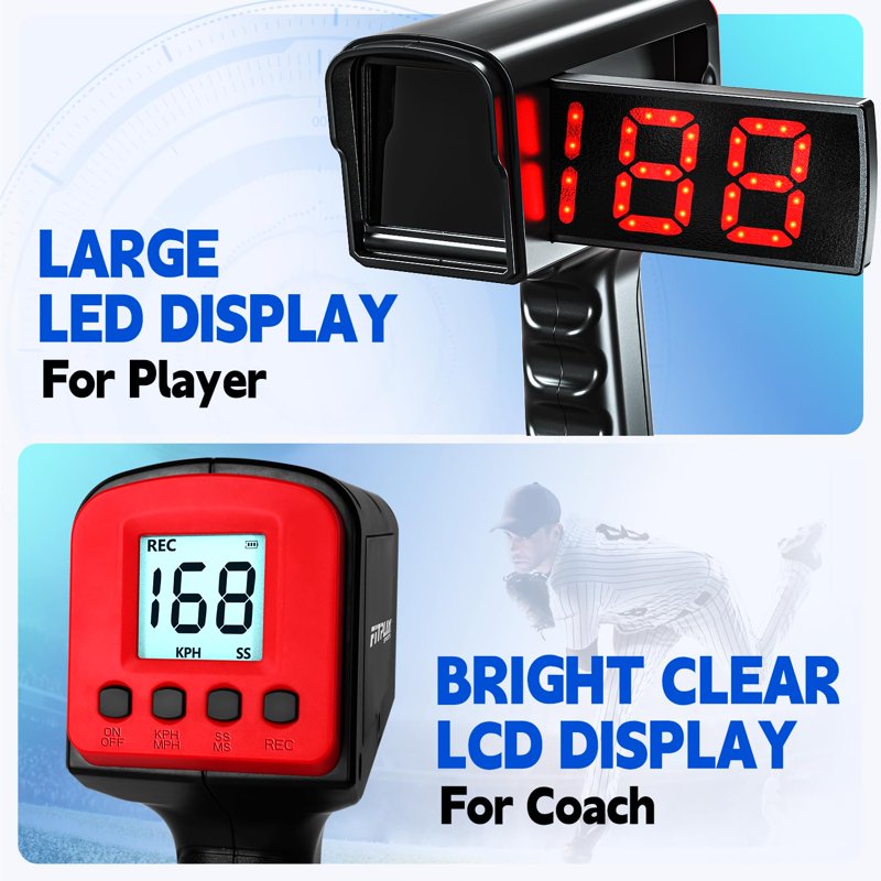 Baseball Radar Gun with LED Display and Tripod - Accurate Speed Measurement