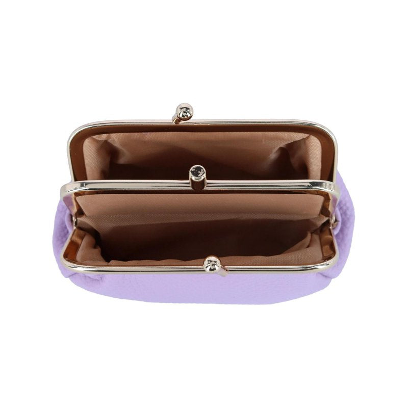 Julia Buxton Women's Lilac Pebble Vegan Leather Triple Frame Coin Purse