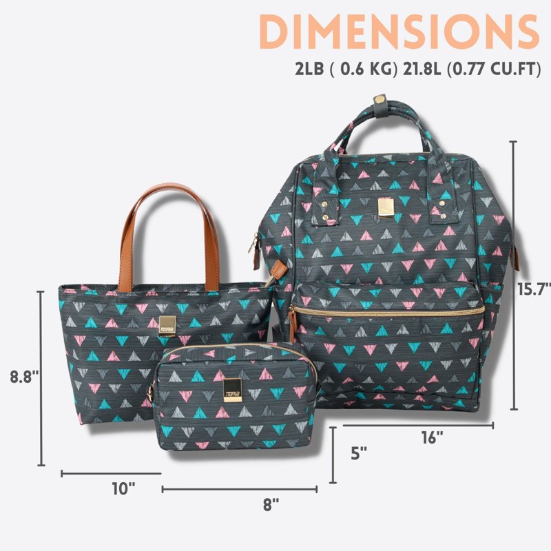 Casual 3-Piece Backpack Set with Tote and Pouch - Stylish and Functional