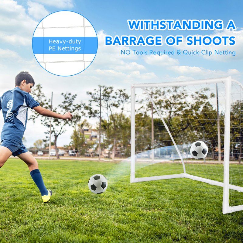 Costway 6x4 ft Weatherproof Portable Soccer Goal for Backyard Training