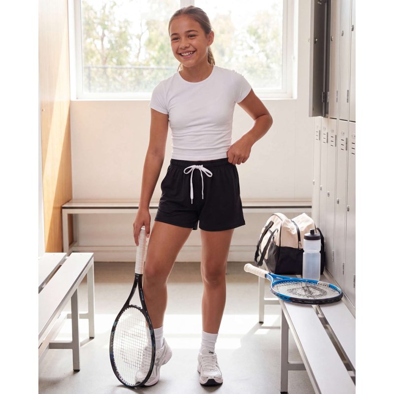 Girls' Athletic Shorts 4 Pack - Moisture Wicking, Pockets, Teen Kids Sportswear