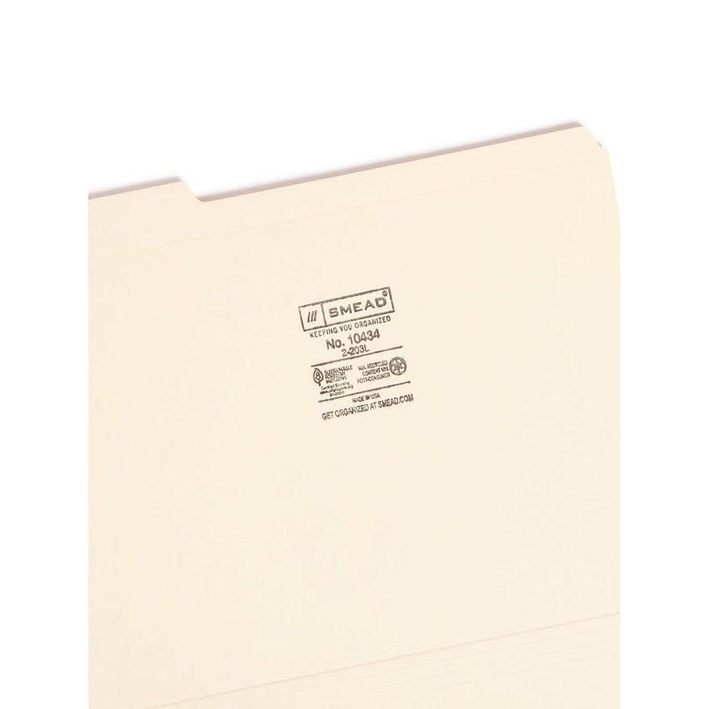 Reinforced Manila File Folders with 1/3-Cut Tabs - Letter Size, 100 Pack
