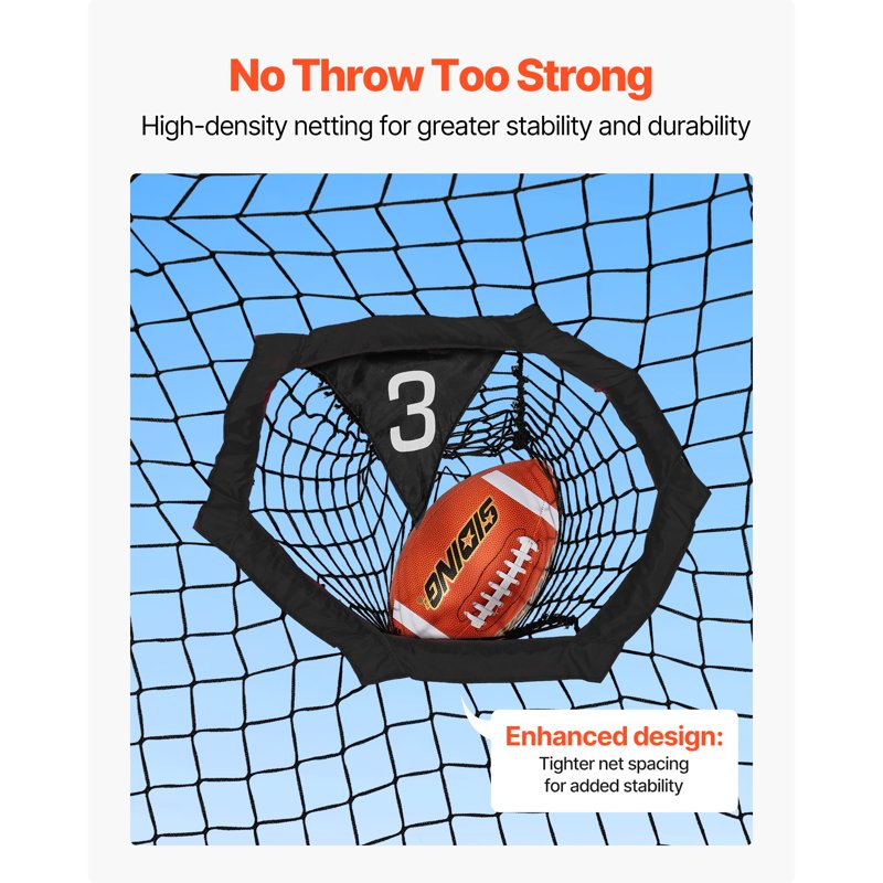 Football Practice Net with Targets and Carry Bag - 6x6 ft Training Aid