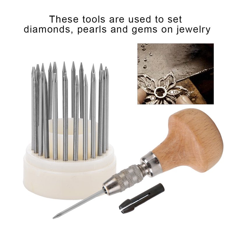 Jewelry Beading Tools Set 23-Piece Diamond Stone Graver Kit for Jewelry Making