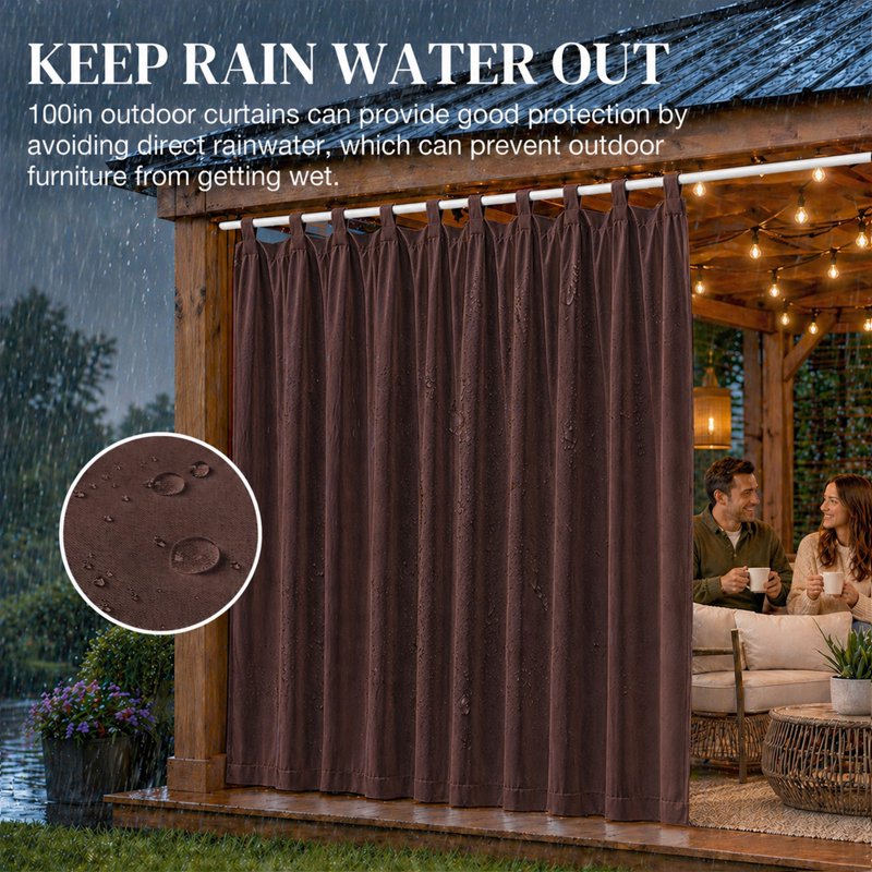 Outdoor Waterproof Blackout Curtain Panel - Extra Wide Thermal Insulated Drapes