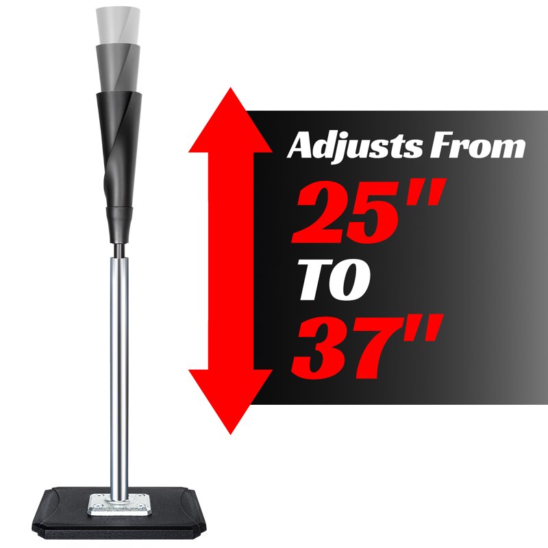Adjustable Portable Batting Tee for Baseball & Softball Practice - 25-37 Inches