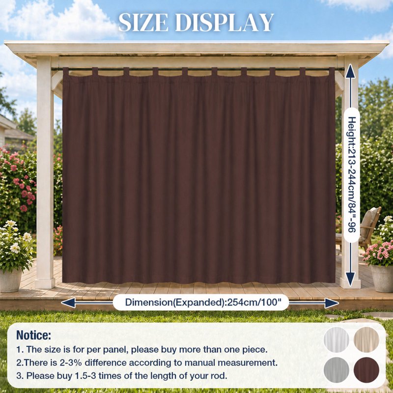 Outdoor Waterproof Blackout Curtain Panel - Extra Wide Thermal Insulated Drapes